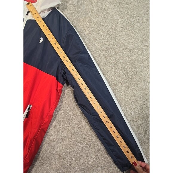 U.S. Polo Assn USPA Polar Fleece Jacket Color Block Windbreaker Hooded Men's XL - Picture 7 of 13